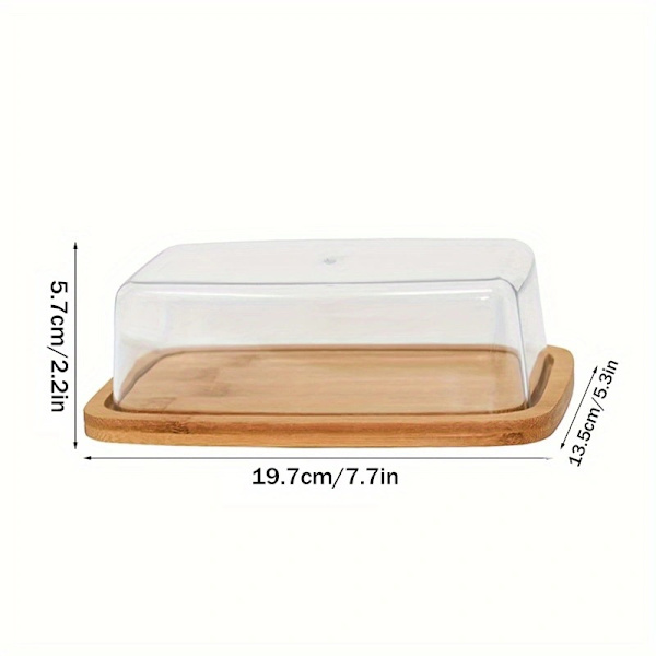 Smørboks i Bambus og Plast Beige og Transparent H5.7 x 13.5