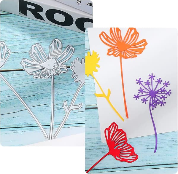 17 st 3D Vildblomma Metallstansar för Scrapbooking, Blombladsskärning, Präglingsstencil