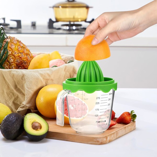 Manuell Juicer med 35 cl Mätkopp - Frukthandpress för Lime Citron/Citrus - Liten Portabel Juicepress för Hemmakök Resor