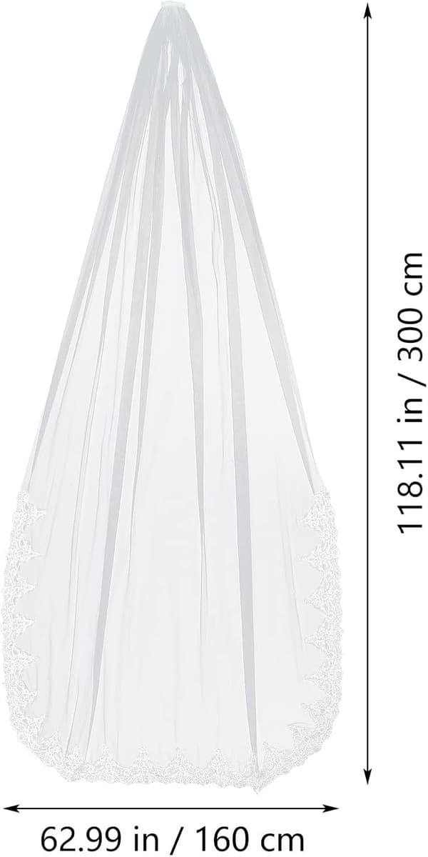 Ocean Brudslöja, lång, elfenbensvit, golvlång, 3 m, elegant