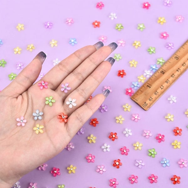 160 Stycken 10 mm Mini Resinblommor Berlocker Med Strass Flatback Knappar för DIY Hantverk, Scrapbooking, Mobilskals Tillverkning, Dekoration, Ornament