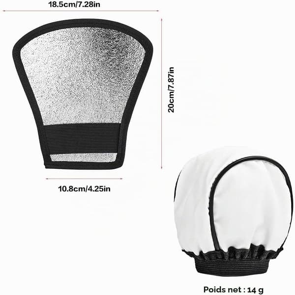 Silver Flash Diffuser, Flash Reflector, 2-i-1 Flash Diffuser, Silver Reflector med remsa, Universal tygdiffuser, Flash Diffuser