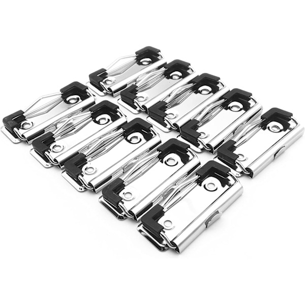 10 Pakke Clipboard Klemmer 7 cm Monterbare Metall Clipboard Maskinvare med Gummigrep og Hengehull