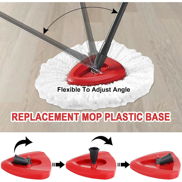 Rød Spin Mop Erstatningsbasehode for Viledas Mop, Trekant Spin