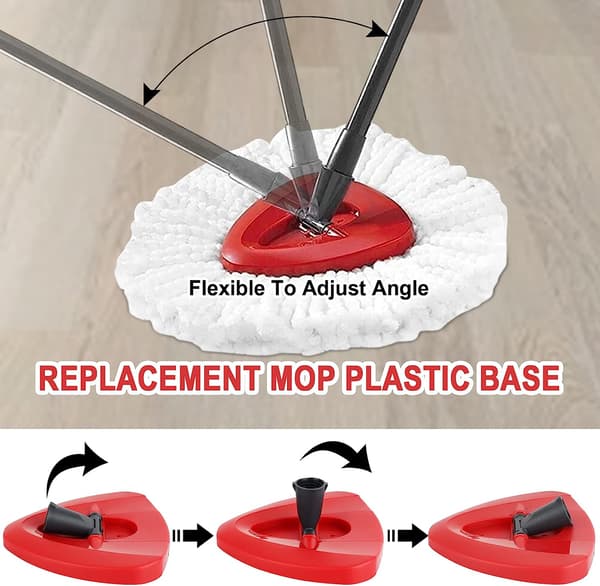 Rød Spin Mop Udskiftningsbasehoved til Viledas Mop, Trekant Spin