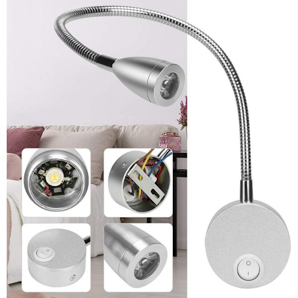 (EU-kontakt) 2 stk LED Vegglampe med Svanehals Leselys, 3