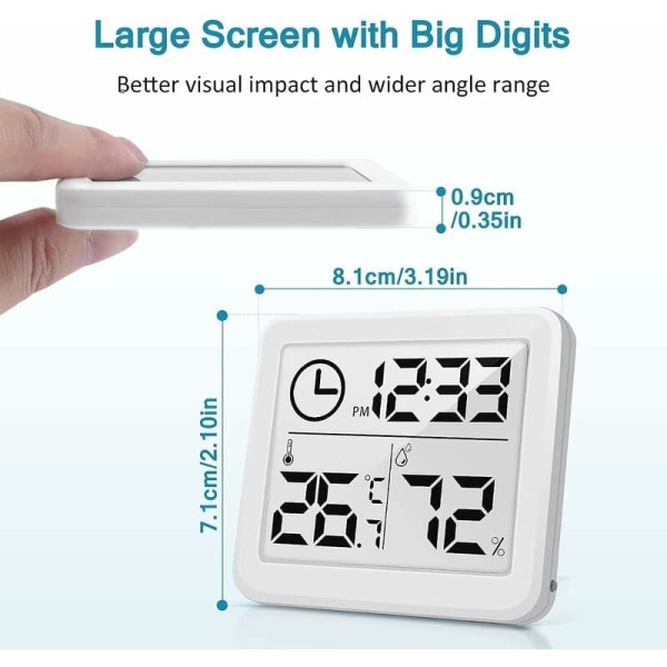 Innendørs Termometer Hygrometer Digital LCD C/F Temperatur