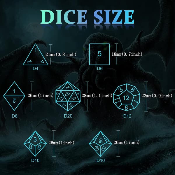 7 Dungeons and Dragons Terninger (Blå), HNCCESG Polyhedral Terning Sæt M