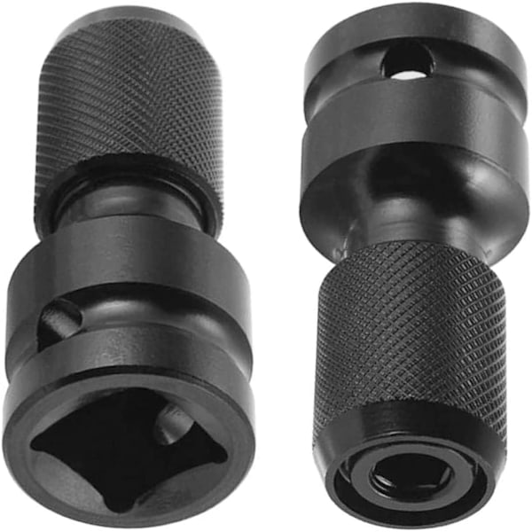 2 STK Stål Slagnøgle Bit Slagtop Skruetrækker Bit med Tilbehør Slagtop Adaptere til 1/4\" Hex Top Adaptere Skruetrækker (Sort)