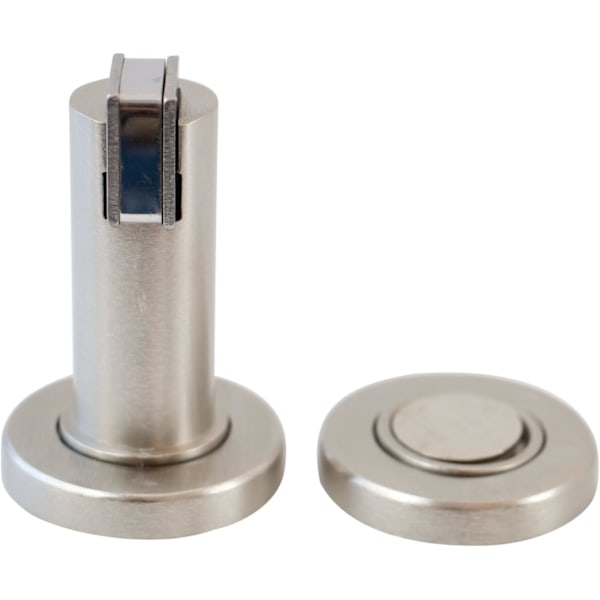 stk. Magnetisk dørstopper i rustfritt stål-look Dørstopper med gulv- og veggmonteringsmateriale Magnetisk dørstopper Ø 5cm, høyde 7.4cm