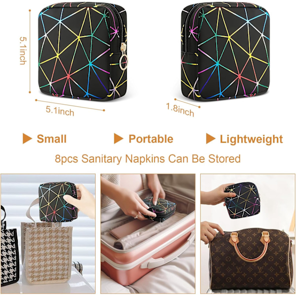 Menstruationspose til Poser, Sanitetsbind Opbevaringspose i Læder, Menstruationsbind Pose, Feminin Produkt Tamponholder til Taske (Farverig Bl