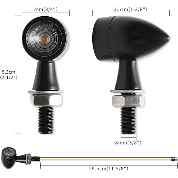 12V LED-vilkut moottoripyörille, 2 kpl vedenpitäviä mini