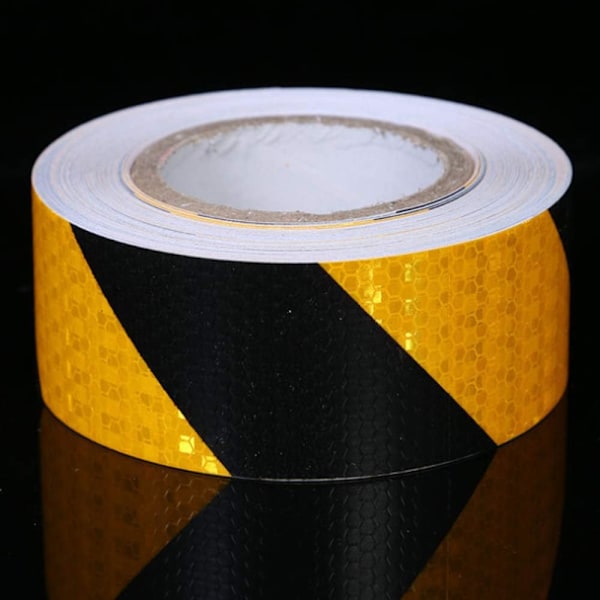 Flutterband Gul Svart Reflektor Tape Selvklebende Tape Svart Gul Reflekterende Klistremerker Natt Reflektor Tape Varselmerking Sikkerhet, 5cm
