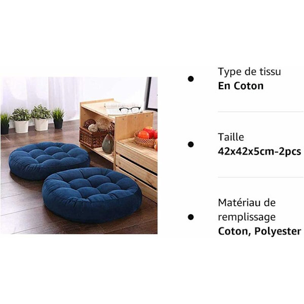 Set med 2 Japanska Tjocka Bomulls Tatami Runda Tjocka Sittdynor