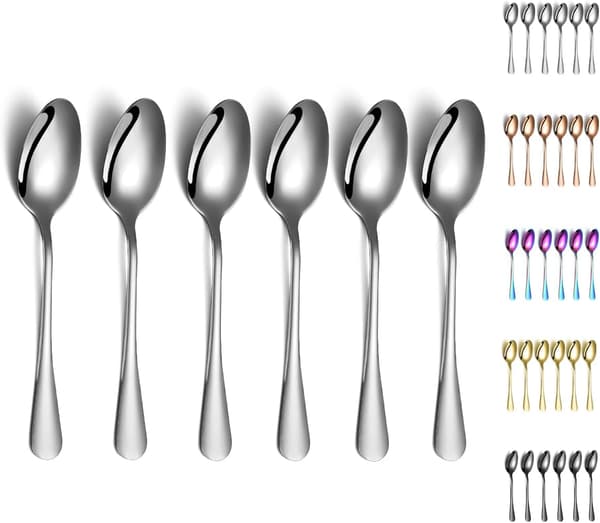 Middagsskjeer, 6 stykker 18,5 cm rustfritt stål bordskje, suppe S