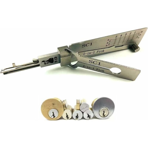 SC1 LiShi Tools 2 i 1 Professionella Låssmedverktyg