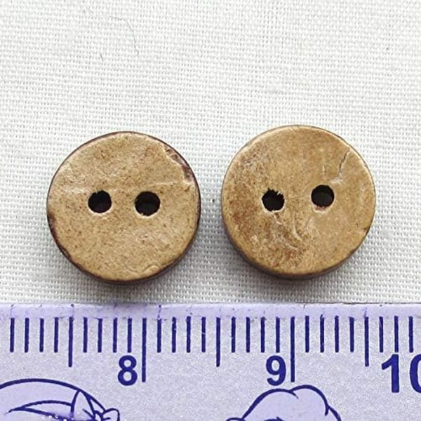 100 kpl 1 cm Ruskea Luonnon Kookospähkinä Coco Nappi 2 Reikää Askartelu Vaatteiden Ompelu