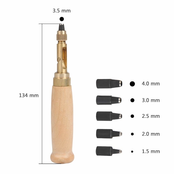 Automaattinen nahanreikien lävistystyökalu, nahanreikien lävistin 6 vaihdettavalla lävistyspäällä ompeluun, paperikorteille ja askarteluun (1,5 mm - 4 mm)