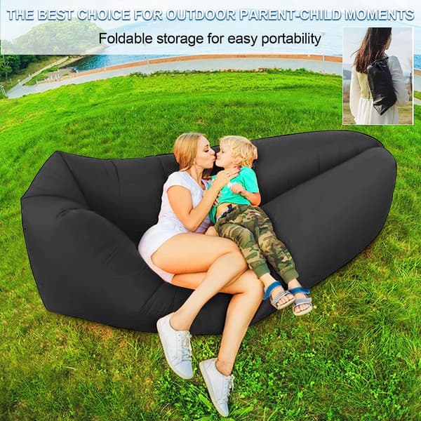Oppustelig Luft Sofa med Bærepose, Bærbar Strand Oppustelig Stol
