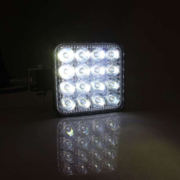 2 stk Bil LED Arbejdslys, Mini Square Model 16 Lys, 48W Kørsel