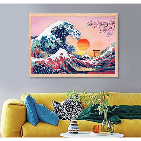Suuri Aalto Timanttimaalaus Aikuisten Aloittelijoille, 30x40cm Japani