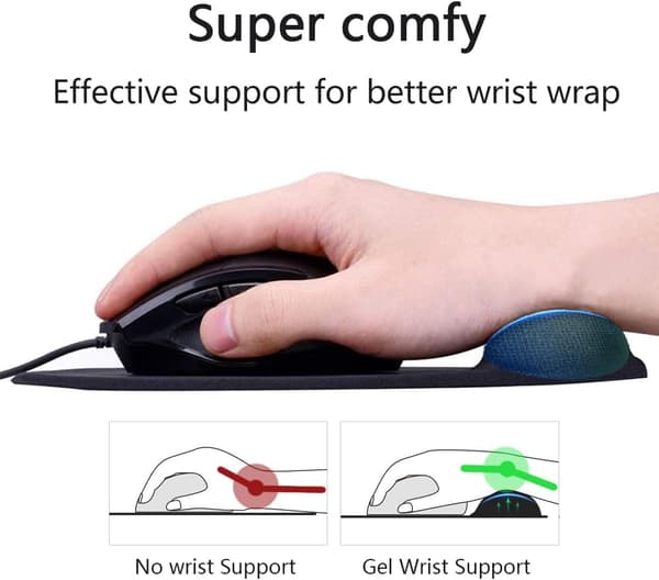 Ergonomisk musematte med håndleddsstøtte, gel håndleddsstøtte musematte, smertelindrende musematte for bærbar PC, sklisikre musematter for kontor og hjem