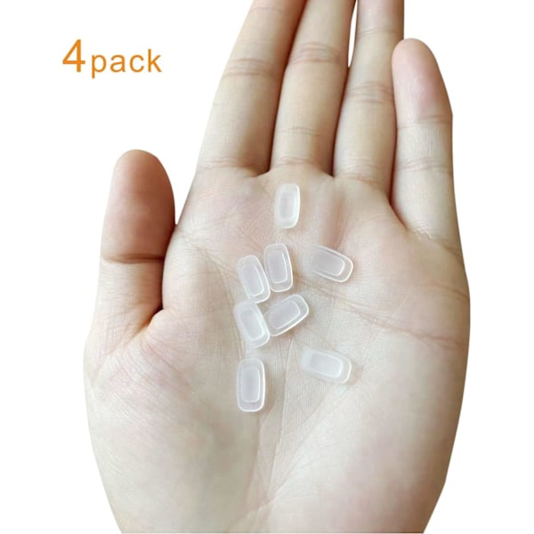 Nese pads for briller, 4 par erstatnings firkantede premium myke silikon - rektangelformede skyve/trykk-inn nese pads