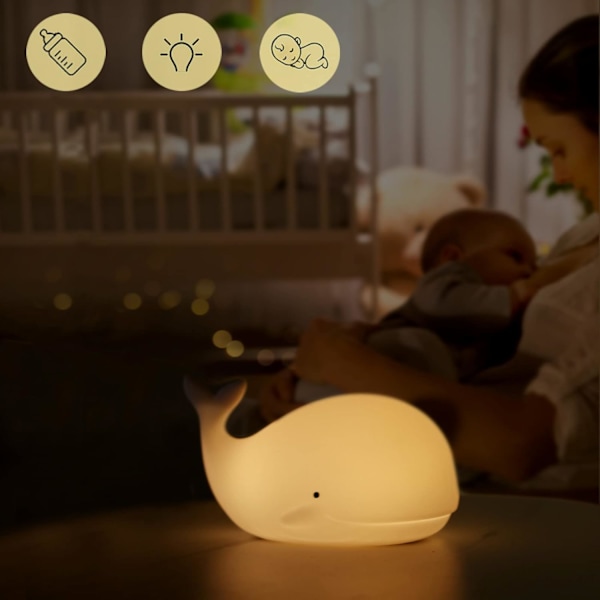 Baby Natlampe, 7 Farver LED Natlampe til Piger Drenge Voksne Genopladelig, Kawaii Soveværelses Dekoration, Sengelampe Børnenatlampe Silikon Berøring