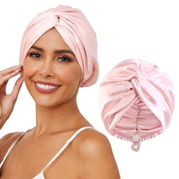 Justerbar Hårhätta i Silkesatin för Sömn, Dubbellagers Hårinpackning Sovmössa Turban för Kvinnor Män, Lockigt Rakt Långt Stort Fläta Unisex (Royal P