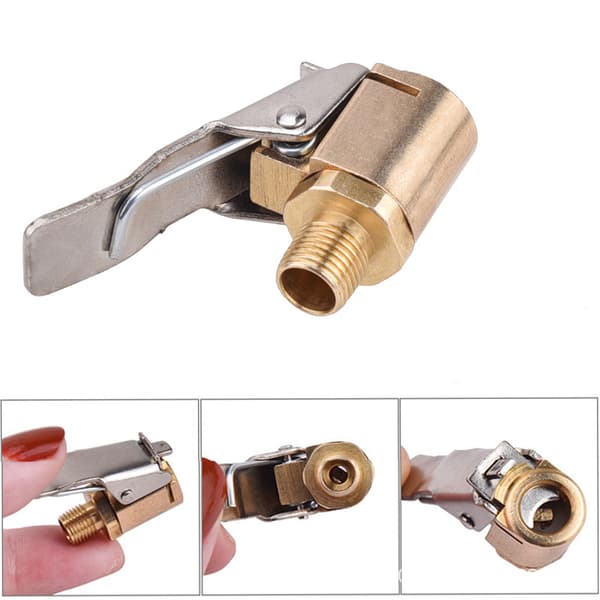 Bärbar Bil Däck Uppblåsbar Pump Luft Sugventil Clip-on Conne