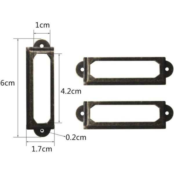 20 st Metalliska Etiketthållare 60x17mm för Kontor Bibliotekshyllor Ram