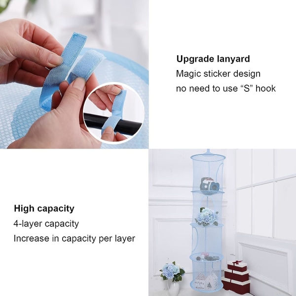 Tier Net Teddy Bear Angage, (Blå, Grå, Gul) 3-pack Vikbar Förvaring