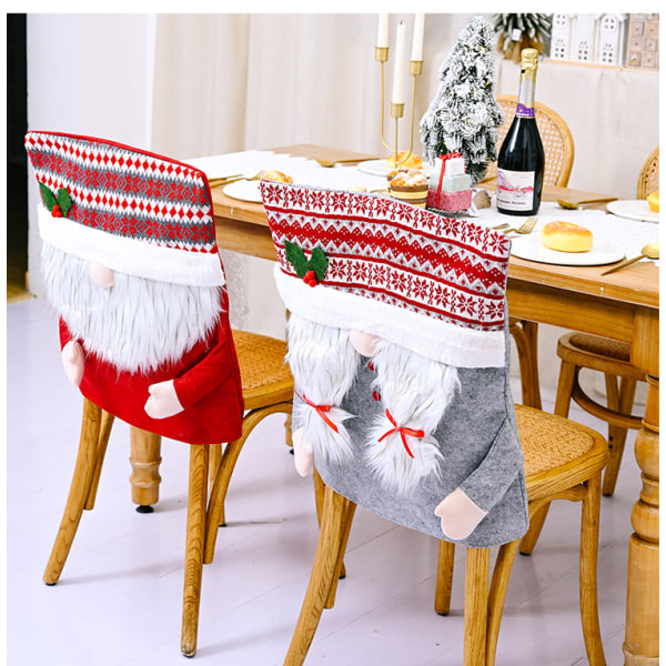Set med 2 Julstolsöverdrag med Skäggig Gammal Man, 48 ​​x 55 cm, Cr