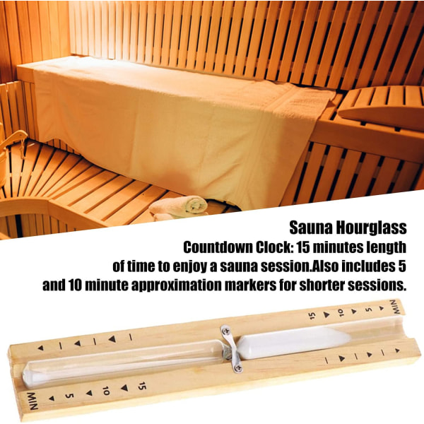 Sauna-Tidsglas med 15 Minutters Timer, Varmebestandig, Sandhvid