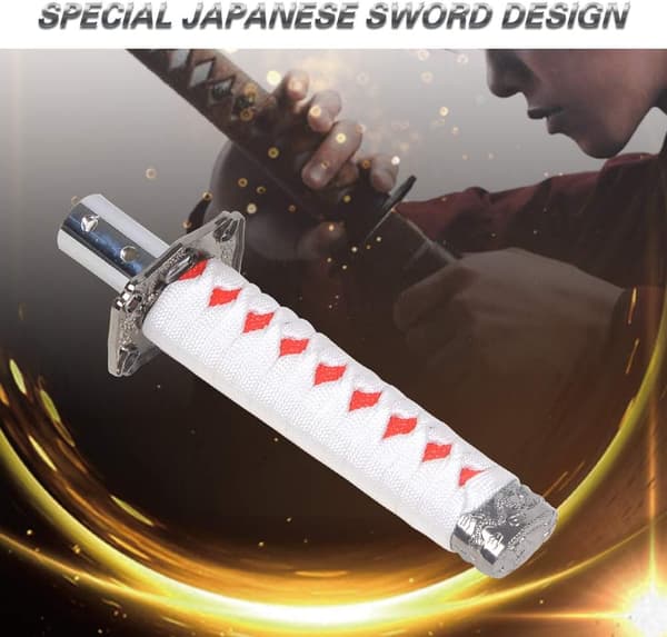 (Hvid+Rød) Samurai Sværd Gearskifte Knapper Samurai Sværd Gearskifte