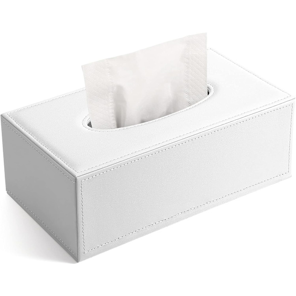 Läder Tissue Box Modern Ren Vit