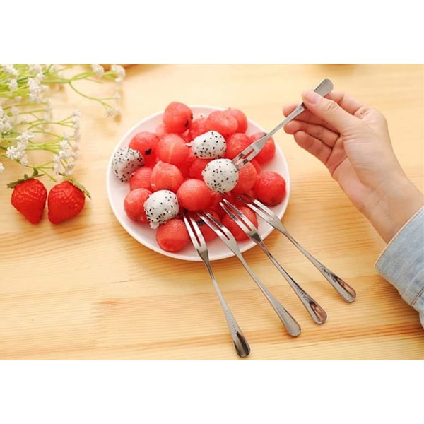 Sett med 10, Krabbe Gaffler i Rustfritt Stål, Escargot Gaffel 2-tind Smaksprøver Appetittgafler Bærbare Cocktail Salat Fruktgafler for Festreise, 12,7 cm