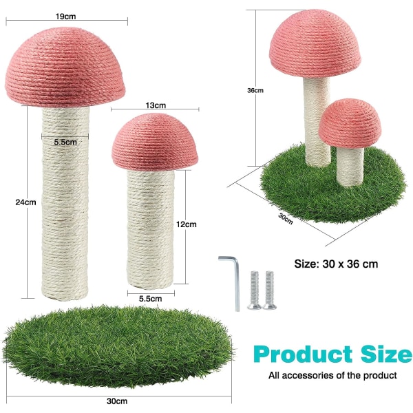 Rosa Sisal Klösstolpe med Svampmönster Täckt med