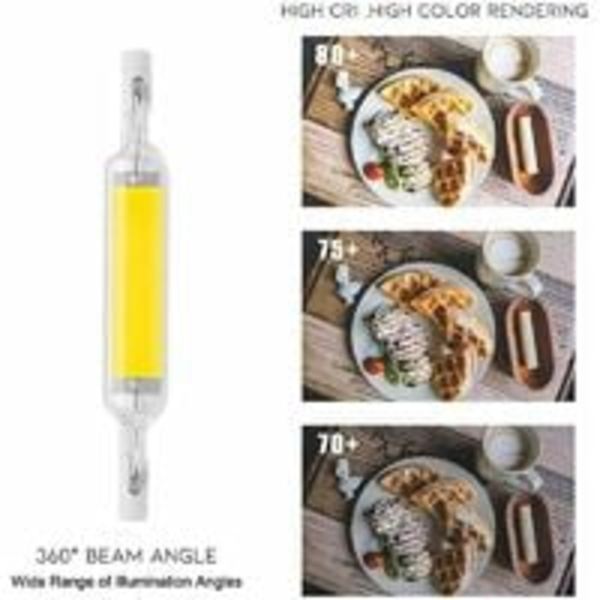 2-pak R7S 10W 78mm Dimmbare LED-pære Kald Hvit 6000-6500K 100W