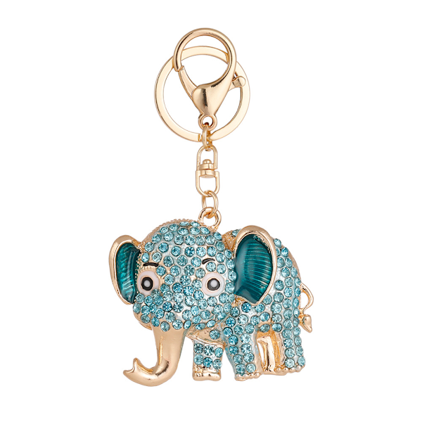 (Blå)Sød Elefant Nøglering Funklende Krystal Rhinestones Nøglering Vedhæng til Kvinder Taske Charm