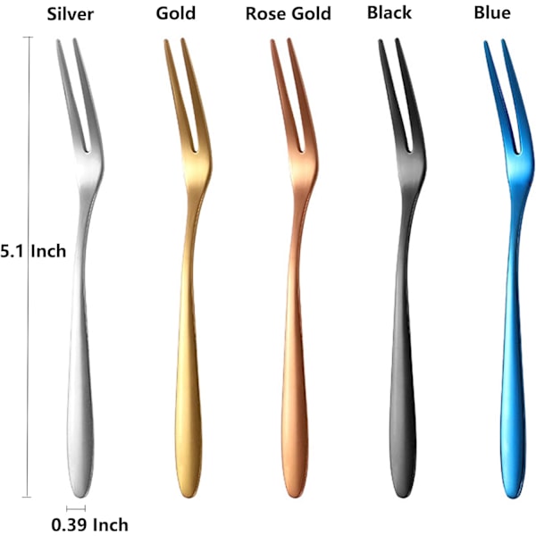 5 STK Små Fruktgafler, 13 cm Dessertgafler i rustfritt stål, Mini Fruktgafler for forretter, kaker, cocktailer, Små Søte Salatgafler for fest, hjem, M