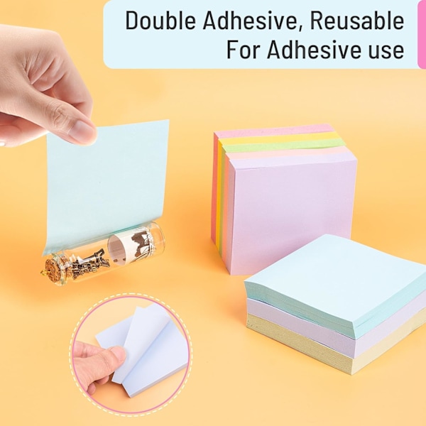8 Blokker, Sticky Notes 3x3 Tommer, 800 Ark, 8 Farger Sticky Note Blokker, Premium Sticky Blokker, Sticky Notes Bulk, Selvklebende Note Blokker, 100 Ark/blokk
