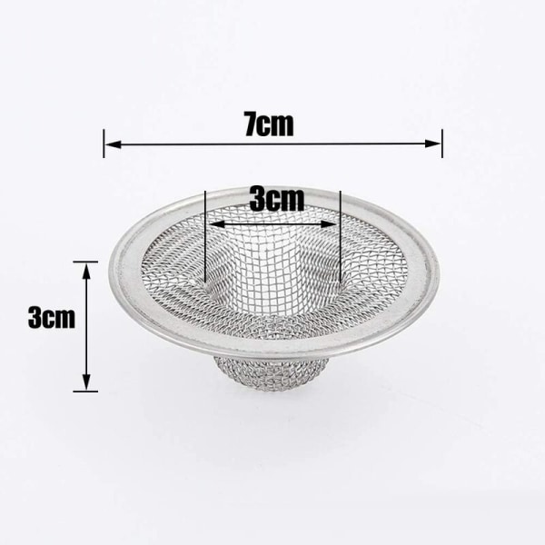 6 stk. Håndvaskfilter Φ7cm Rustfrit Stål Aftapningsfilter Filter til
