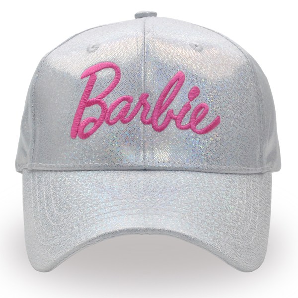 Tyttöjen Barbie Laser Baseball cap - hopea, vaaleanpunainen brodeerattu kirjain