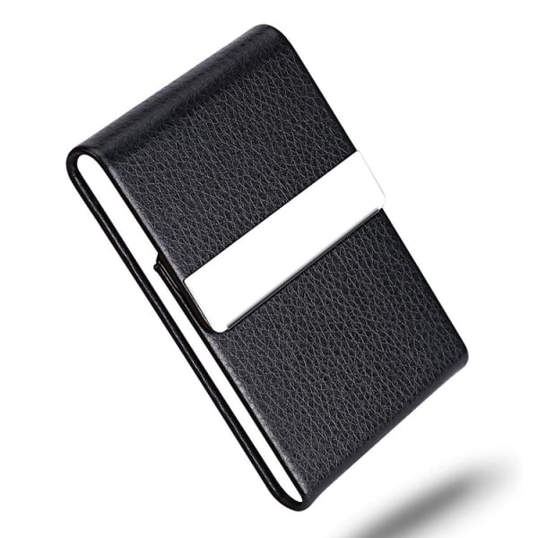 Classic and professional black faux leather business card holder