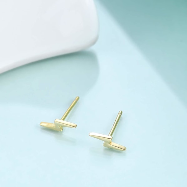 925 Sterling Sølv Lyn Bolt Bar Stud Øredobber | Minimalistiske Små Øredobber for Kvinner