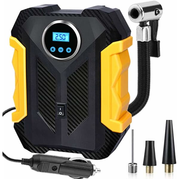 Digital Däckpump, Bärbar Luftkompressor med LED-lampa, 12V