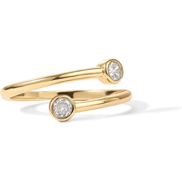 Gold Plated   Bypass Ring | Simulated Diamond BTY Ring | Stacking Rings for Women