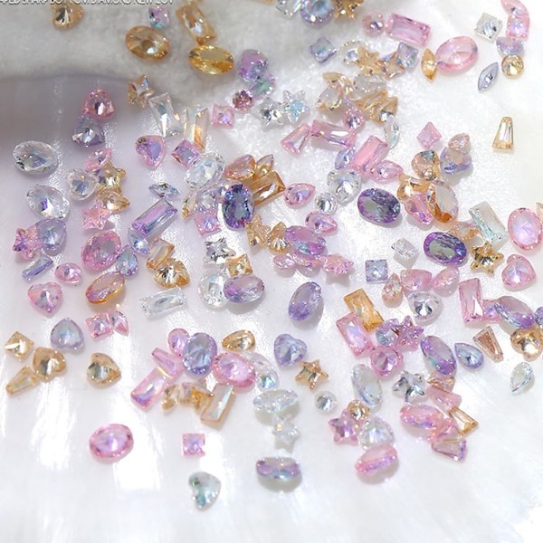 100 st Färgglada Zirkon Mini Naglar Nitar Naglar Ädelstenar Klar Nitar för Naglar 3D Naglar Charms och Ädelstenar för Naglar Charms för Naglar Design Rhineston