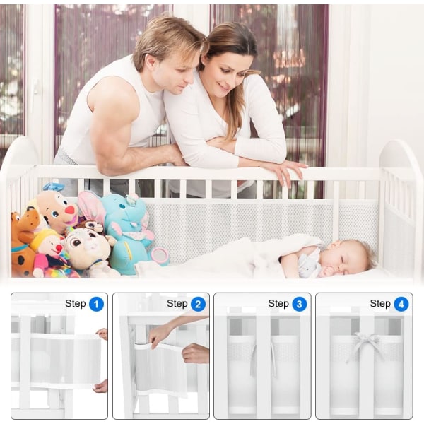 Baby hyttipuskuri, sängyn puskuri, 3D- mesh , turvallinen pinnasängyn ilmalle